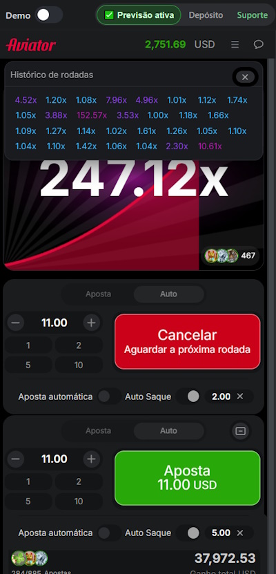 Gráfico do Aviator — curva de multiplicador em tempo real