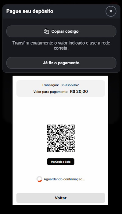 QR code Pix para depósito no cassino Aviator